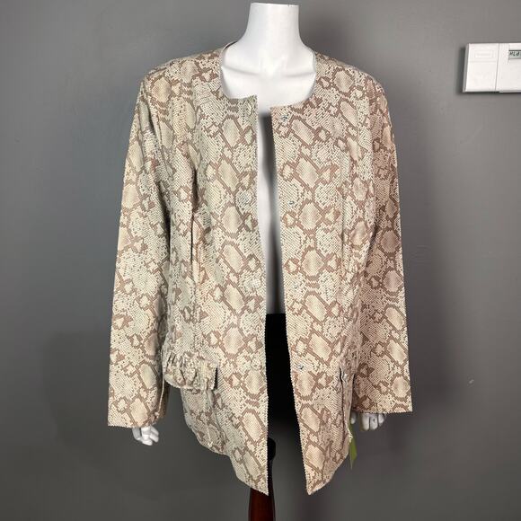 Chi by Falchi leather jacket 3X NWT snake tan feminine - Picture 2 of 13
